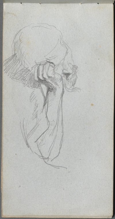 Caderno de desenho, página 16: Figura melancólica. de Jean Louis Ernest Meissonier