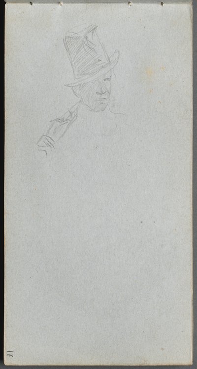 Sketchbook, página 17: Busto de um homem com cartola de Ernest Meissonier