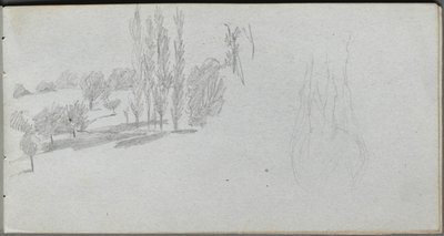 Sketchbook, página 18: Estudo de um cavalo e estudo de uma paisagem de Ernest Meissonier