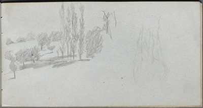 Caderno de desenho, página 18: Estudo de um estudo sobre cavalos e paisagens. de Jean Louis Ernest Meissonier