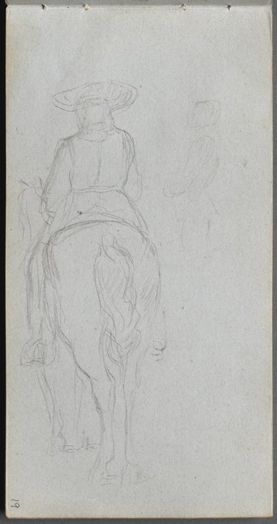 Sketchbook, página 19: Estudo de uma figura a cavalo vista por trás de Ernest Meissonier