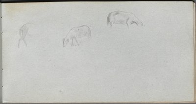 Caderno de desenho, página 20: Estudo com animais. de Jean Louis Ernest Meissonier