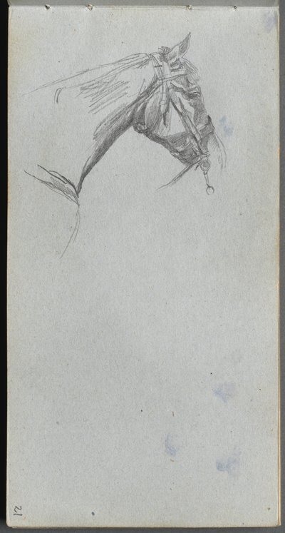 Sketchbook, página 21: Estudo de um cavalo de Ernest Meissonier