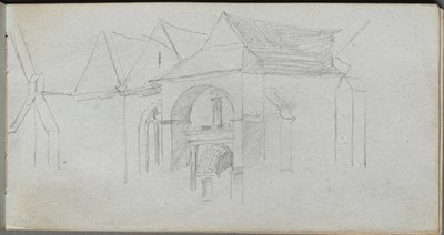 Caderno de desenho, página 22: Estudo de arquitetura. de Jean Louis Ernest Meissonier