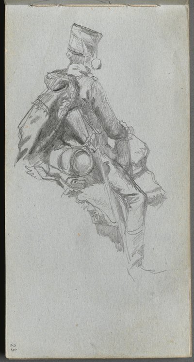 Sketchbook, página 23: Soldado sentado de Ernest Meissonier