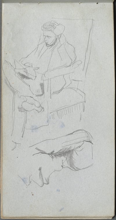 Caderno de desenho, página 24: Figura masculina sentada. de Jean Louis Ernest Meissonier