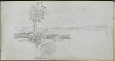 Caderno de desenho, página 28: Estudo da paisagem. de Jean Louis Ernest Meissonier