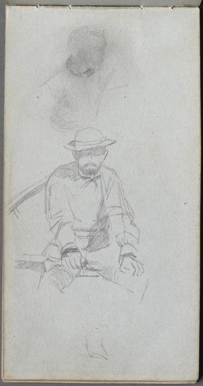 Caderno de desenho, página 30: Figura masculina sentada e Figura no perfil. de Jean Louis Ernest Meissonier