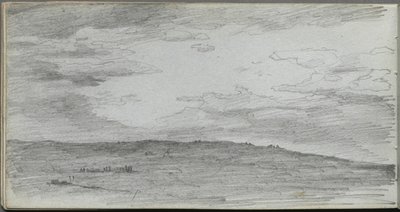 Caderno de desenho, página 34: Estudo da paisagem. de Jean Louis Ernest Meissonier