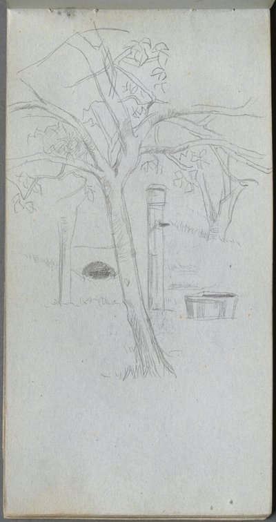 Caderno de desenho, página 36: Estudo de árvore. de Jean Louis Ernest Meissonier
