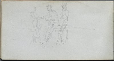 Caderno de desenho, página 42: Três figuras. de Jean Louis Ernest Meissonier