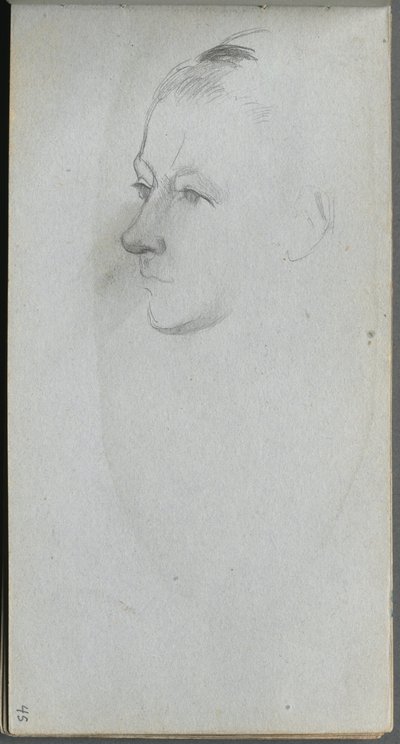 Sketchbook, página 45: Rosto de mulher, vista 3/4 de Ernest Meissonier