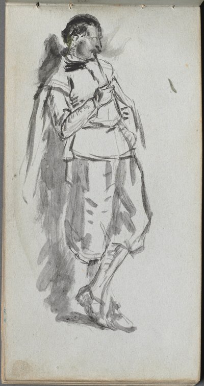 Sketchbook, página 46: Figura masculina em pé de Ernest Meissonier