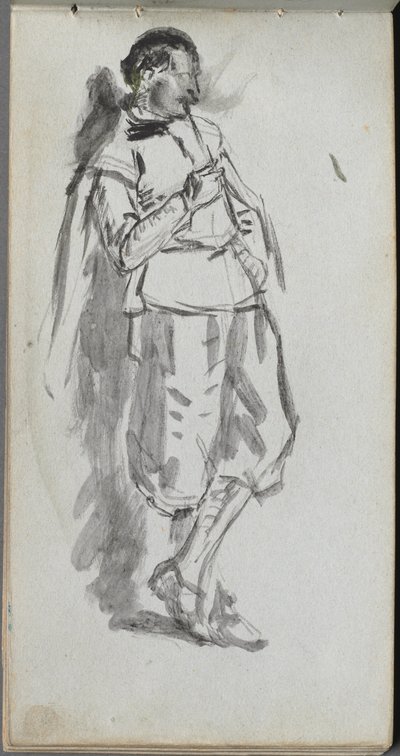 Caderno de desenho, página 46: Figura masculina em pé. de Jean Louis Ernest Meissonier
