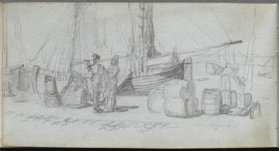 Sketchbook, página 50: Barcos, Figuras, Carga na Praia de Ernest Meissonier
