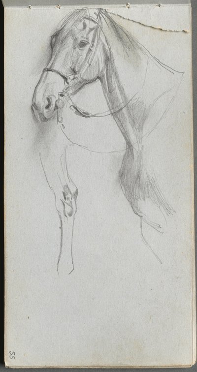 Caderno de desenho, página 55: Estudo para um cavalo. de Jean Louis Ernest Meissonier