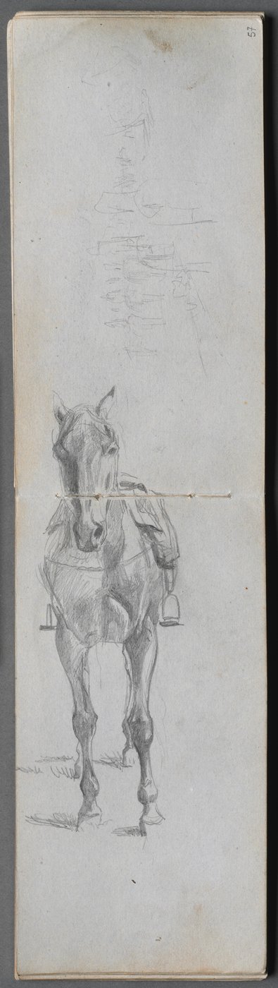 Caderno, páginas 56 e 57: Estudo de um cavalo. de Jean Louis Ernest Meissonier