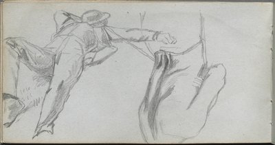 Sketchbook, página 58: Figura reclinada e Figura por trás de Ernest Meissonier