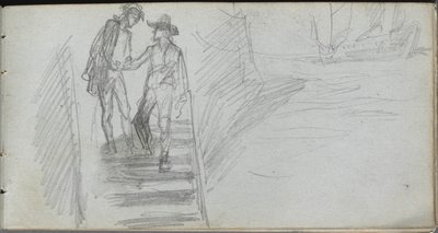 Sketchbook, página 64: Figuras em uma escada de Ernest Meissonier