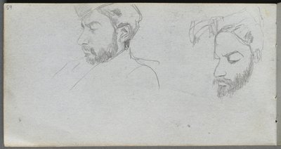 Caderno de desenho, página 65: Estudo de rostos no perfil. de Jean Louis Ernest Meissonier