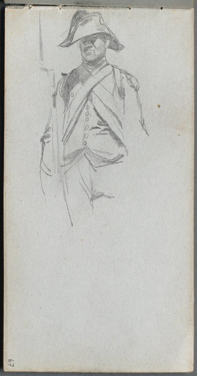 Caderno de desenho, página 67: Estudo de um soldado. de Jean Louis Ernest Meissonier