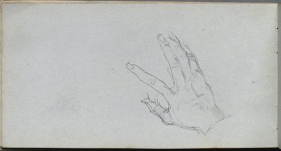 Caderno de desenho, página 68: Estudo de uma mão. de Jean Louis Ernest Meissonier