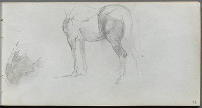 Sketchbook, página 73: Estudo de um cavalo, perfil de Ernest Meissonier