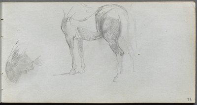 Caderno de desenho, página 73: Estudo de um cavalo, perfil. de Jean Louis Ernest Meissonier