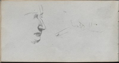 Caderno de desenho, página 80: Estudo de rostos. de Jean Louis Ernest Meissonier