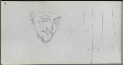 Caderno de desenho, página 83: Estudo de um rosto, pernas. de Jean Louis Ernest Meissonier