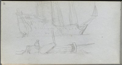 Sketchbook, página 85: Estudo de um navio e uma bóia. de Jean Louis Ernest Meissonier