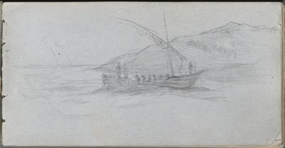 Caderno de desenho, página 88: Paisagem marinha e Figura. de Jean Louis Ernest Meissonier