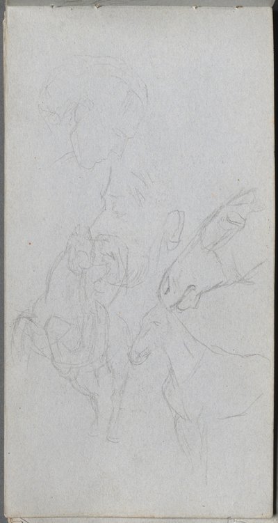 Sketchbook, página 90: Estudo de Cavalos, Perfis de Ernest Meissonier