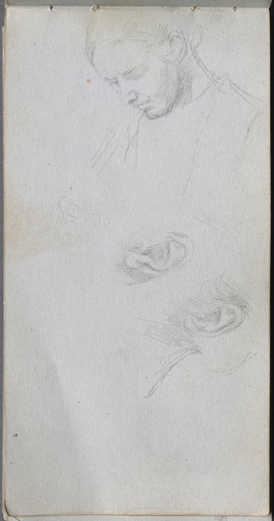 Sketchbook, página 96: Estudo de um rosto, orelhas de Ernest Meissonier