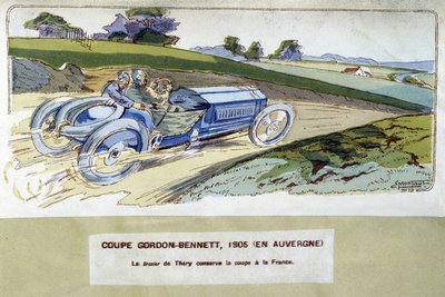 Corrida: a Copa Gordon Bennett (Gordon-Bennett) em 1905 - sorteio por Ernest Montaut (1878-1909). de Ernest Montaut