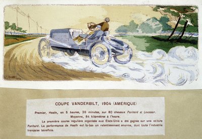Corrida: a Copa Vanderbilt em 1904 - sorteio por Ernest Montaut (1878-1909). de Ernest Montaut