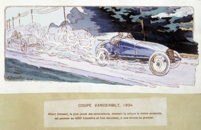 Corrida: a Copa Vanderbilt em 1904 - sorteio por Ernest Montaut (1878-1909). de Ernest Montaut