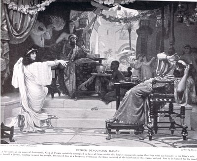 Esther denunciando Hamã, ilustração da &39;Hutchinson&39;s History of the Nations&39;, c.1910 de Ernest Normand