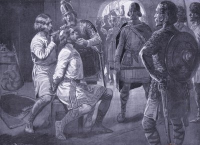 Ceowulf, Rei de Northumbria, sendo tosquiada à força AD731 de Ernest Prater