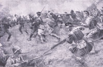 Carente galante do London Scottish, de História da Grande Guerra Vol. 3 publicado por Waverley Book Co Limited, c.1920 de Ernest Prater