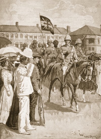 O líder dos Aliados, ilustração das Batalhas do Século XIX: vol. VII, A Guerra Chinesa de 1900-1901 por Archibald Forbes, GA Henty e Major Arthur Griffiths de Ernest Prater