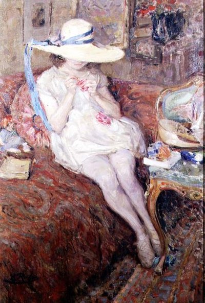 Menina de chapéu de palha de Ernest Rocher
