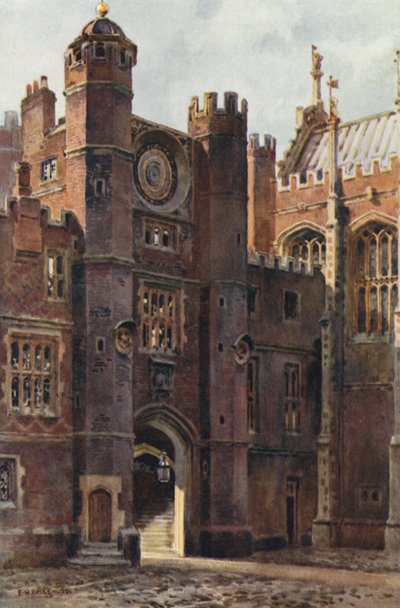 Porta de entrada de Ana Bolena, Tribunal do Relógio (cor litho) de Ernest William Haslehust