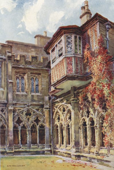 Janela de Ana Bolena, Claustro de Reitor (cor litho) de Ernest William Haslehust