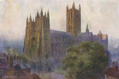 Catedral de Cantuária da Porta da Igreja de Cristo (cor litho) de Ernest William Haslehust