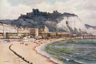 Castelo de Dover e Desfile Marítimo (cor litho) de Ernest William Haslehust