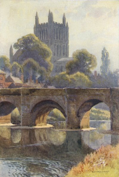 Old Wye Bridge (cor litho) de Ernest William Haslehust