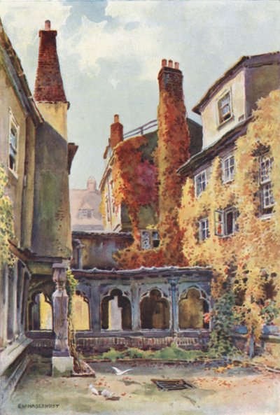 Os Claustros dos Canhões (cor litho) de Ernest William Haslehust