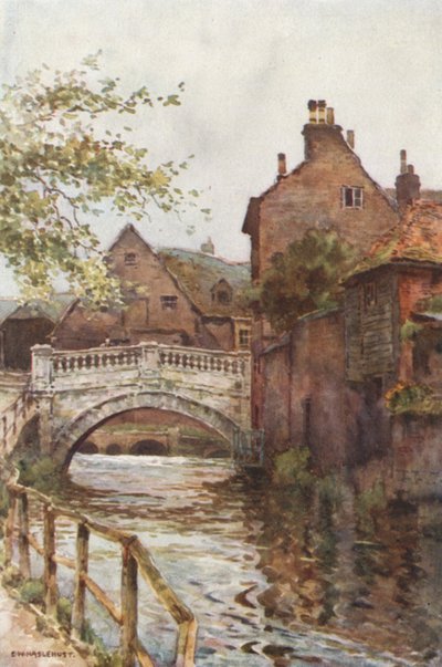 A ponte da cidade (lito a cores) de Ernest William Haslehust