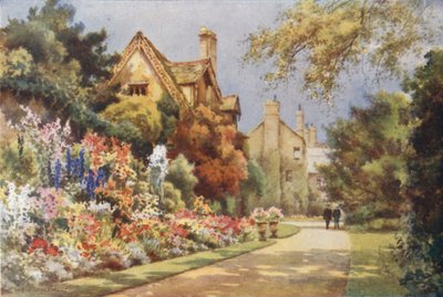 The Cottages, Worcester College Gardens (cor litho) de Ernest William Haslehust